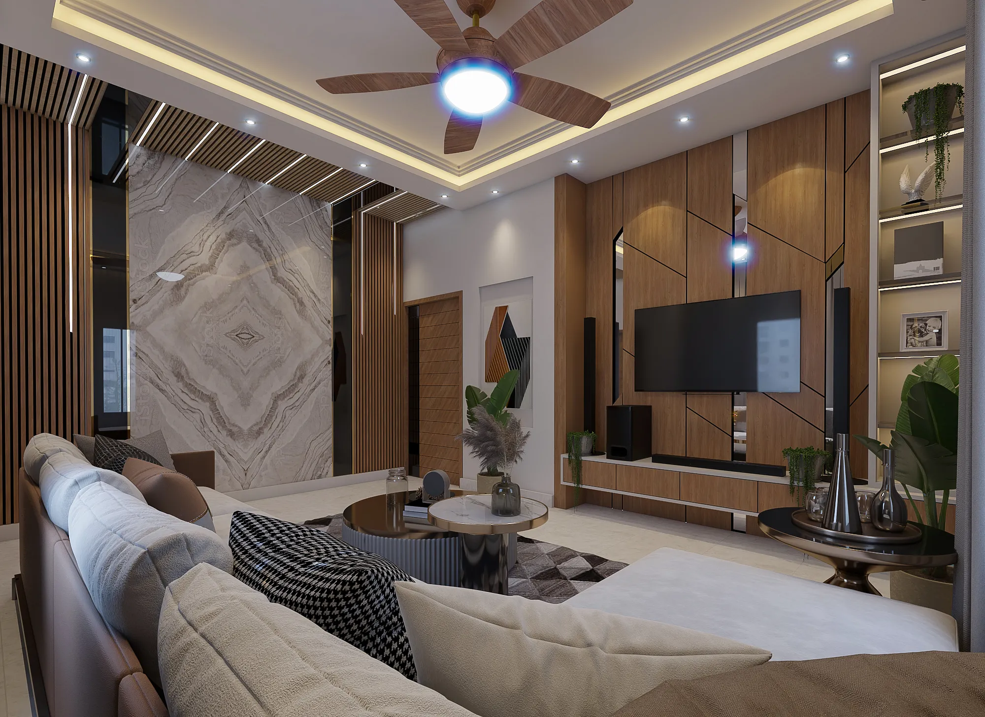 Drawing Room Render Tv Unit